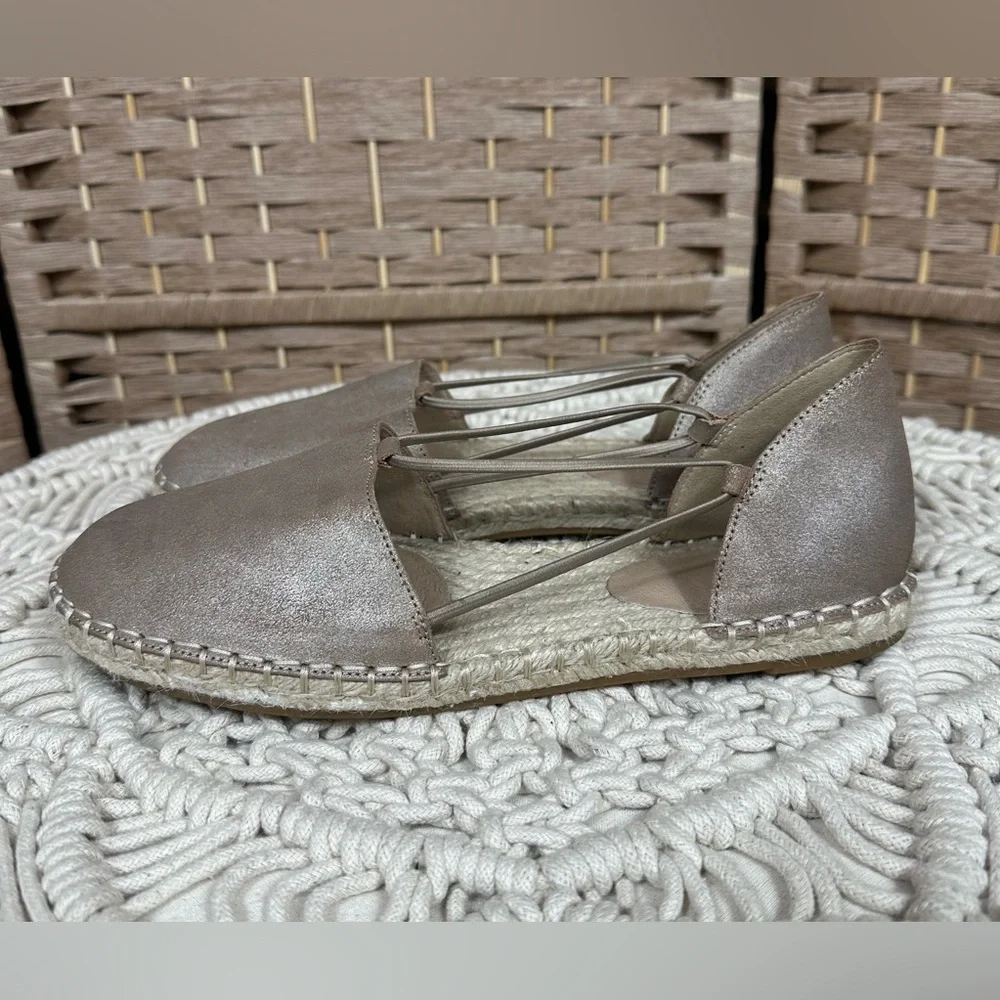 Eileen Fisher Lee Metallic Suede Espadrille Flat - Size 8
